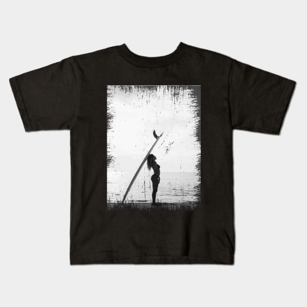 Surfer Girl Kids T-Shirt by potch94